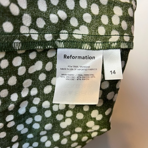 Reformation Sigmund Dress Moiret Polka‎ Dot Midi Slit  Size 14 - Picture 11 of 13